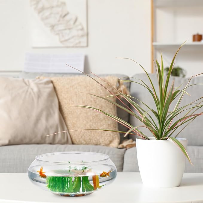Toddmomy 9.5 Inch Transparent Plastic Fish Bowls Set of 2 Small Round Aquarium Tanks for Desktop Home Office Wedding Decor