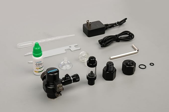 LANDEN AverVita CO2 Regulator Mini Compact, Efficient Single-Stage Control with Integrated DC 12V Solenoid and Bubble Counter Compatibility Fits Paintball, CGA-320, etc, Cylinder, CO2 Indic. Sol. Kit