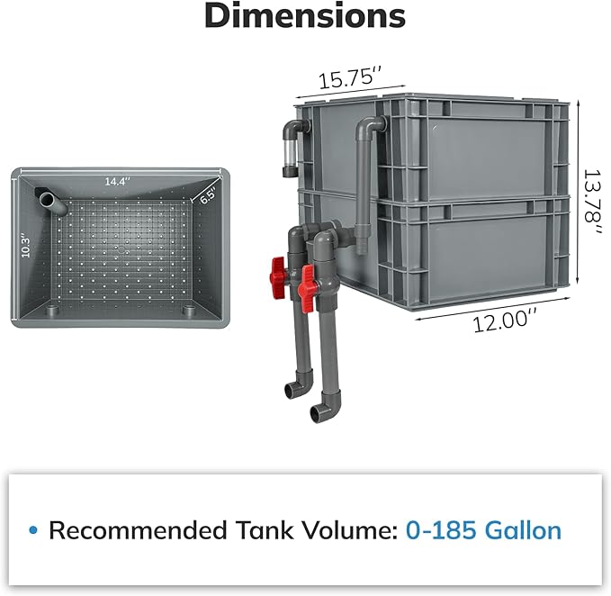Aquarium Filter System - 2-Stage Drip-Style Trickle Filter Box for Fish Tanks up to 185 Gallons (700L), External Biological & Mechanical Filtration for Turtles, Goldfish, and Ponds