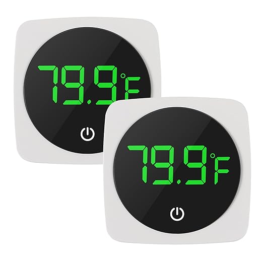 2 PCS Digital Aquarium Thermometer Fish Tank Thermometer with LED Touch Screen Stick-on Fish Tank Thermometer Fahrenheit Tank Temperature Measurement for Fish, Axolotl, Turtle, Square 2PCS