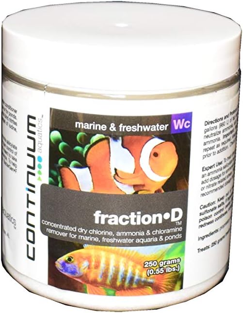Continuum Fraction D - Water Conditioner that Makes Tap Water Immediately Safe for Freshwater and Marine Aquarium Use, 250 Grams