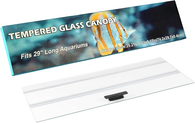 29.21x11.69 x0.16in Clear Tempered Glass Canopy,Aquarium Fish Tank Hoods FITS for Most 20Long/29 Gallon Fish Tanks (Aqueon, Marine Land & Perfecto)