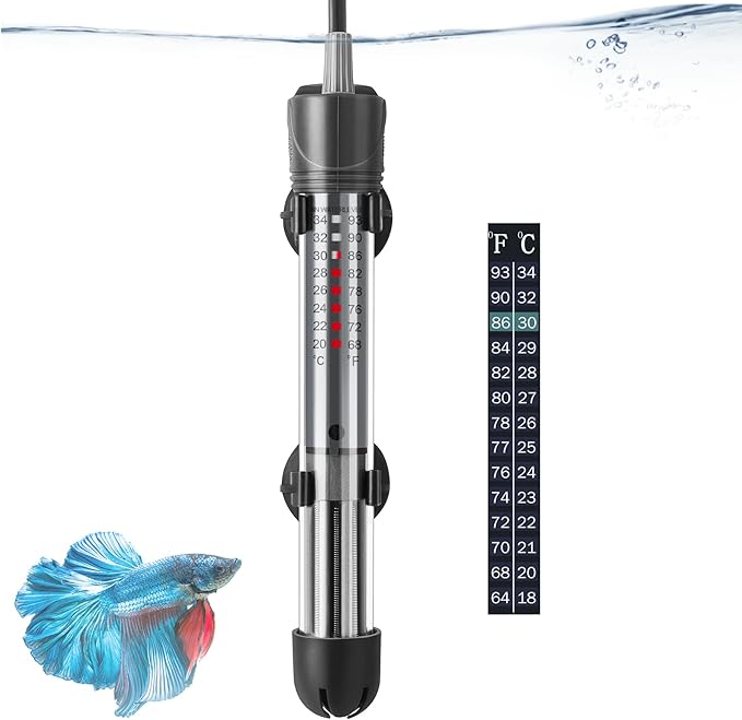 HITOP 50W Adjustable Aquarium Heater, Submersible Fish Tank Heater Thermostat with Suction Cups for 6-15Gal