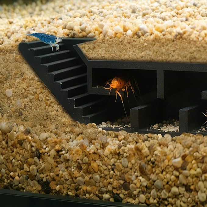 Aquarium Underground Tunnel, Fish & Shrimp Hideout, Fish Tank Decor Decoration Hideout Aquarium Shrimps Breeding Cave Perfect for Small Shrimp, Cherry Shrimp, Dwarf Shrimp (Color:Black)
