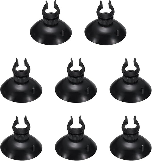 Aquarium Suction Cups, Fish Tank Suction Cups Clips Airline Tube Holders Clamps (Plastic, 8Pcs, Black) for 0.4" Fish Tank Airline Tubing Binding Moss Shrimp Nest, 10x30MM
