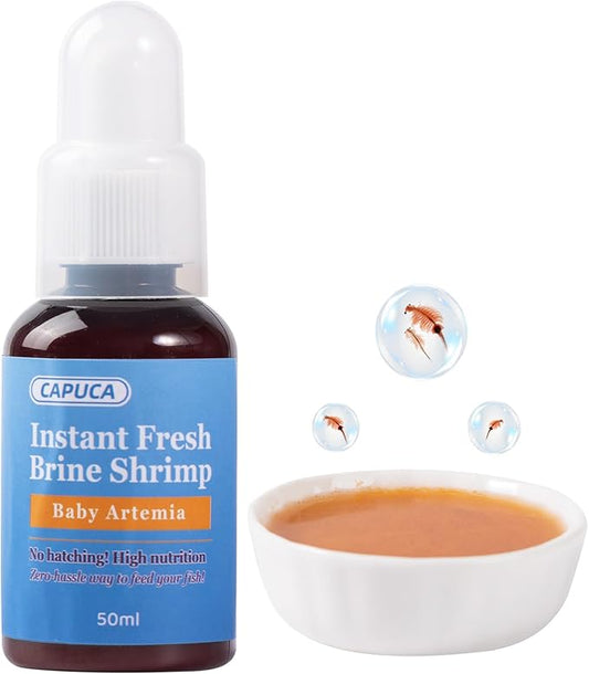 Instant Baby Brine Shrimp Fish Food - 50ml No Hatch High Protein Fry Food with Astaxanthin for Small Fish Corals Jellyfish Seahorses & Invertebrates