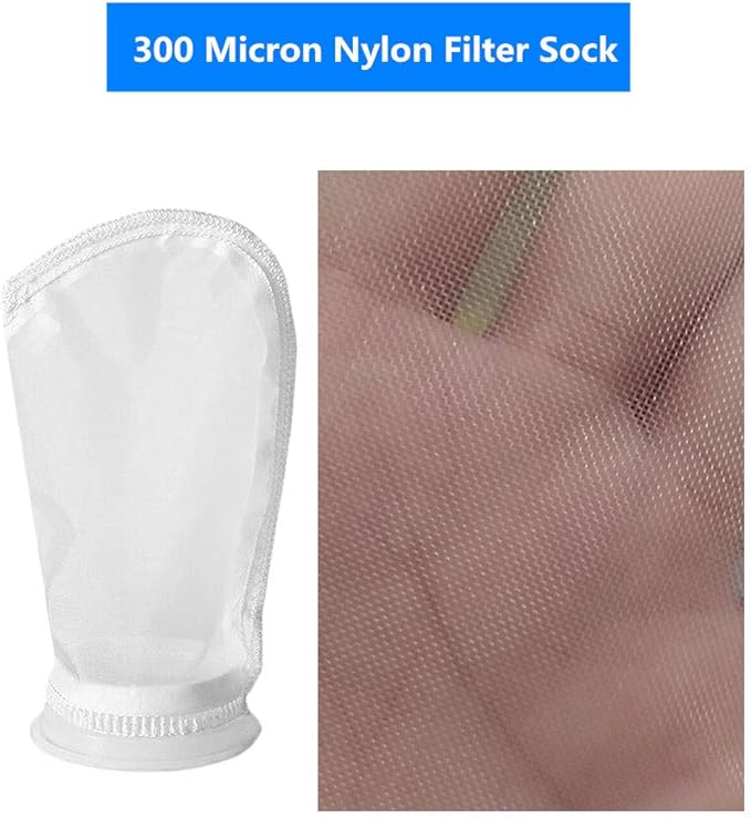 2 Pack 300 Micron 4" Plastic Ring, 9" Short Bag Nylon Mesh 4 Inch Filter Socks Bags for Aquarium Marine Reef Sump