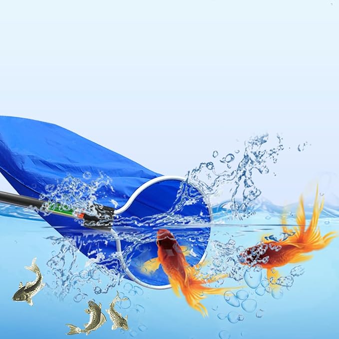 Koi Fish Net, Aquarium Net Short Handle Waterproof Soft Semi-Permeable Fishing Soft Lightweight Mesh Basket for Large Koi Sock Neting Medium Fish Eggs Safety Isolating Transfer