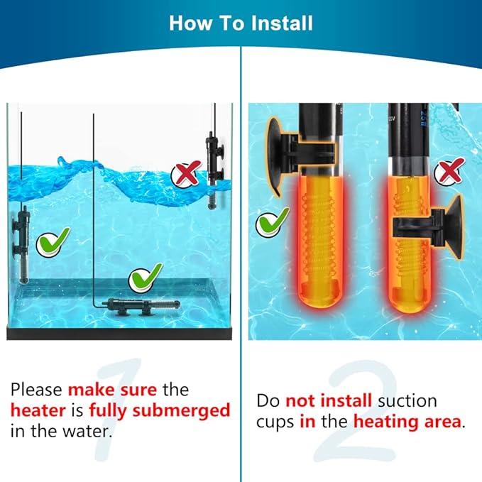 DaToo Aquarium Heater Adjustable 100W Submersible Fish Tank Heater with Electronic Chip Thermostat Suitable for Marine Saltwater and Freshwater