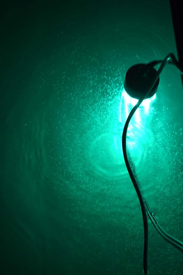 Underwater Fishing Light with Battery Clamps,25ft Cord,300 Green LEDs 15,000 lumens,Submersible Fish Attractor, Boat and Dock Lights, Salt Water, Fresh Water,12v DC Crappie