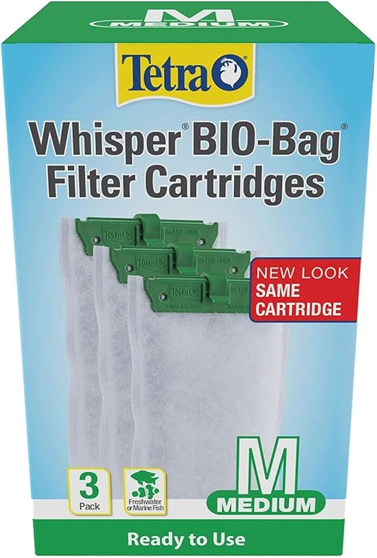 Tetra Whisper Bio-Bag Medium Filter Cartridges for Aquariums, 3 Count, Ready to Use, Fits Tetra Whisper Fish Tank Filters 5-10 Gal, PF-10, IQ 10