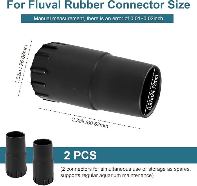 Rubber Connectors Compatible with Fluval FX4/FX5/FX6, Rubber Hose Connector Replacement Parts for A214 A218 A219 Models, Canister Filter Accessories 2 Pack