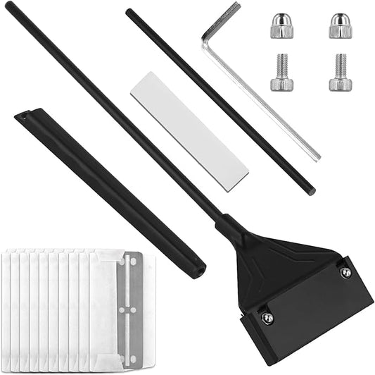 PEUTIER Algae Scraper for Glass Aquariums, 24.4 inch Extendable Handle Aquarium Scraper Scrubber Fish Tank Cleaner 2 in 1 Razor Scraper with 10 Blades Aquarium Cleaning Tools Fish Tank Accessories