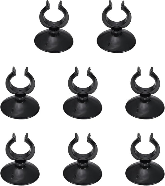 Aquarium Suction Cups, Fish Tank Suction Cups Clips Airline Tube Holders Clamps (Plastic, 8Pcs, Black) for 0.9" Fish Tank Airline Tubing Binding Moss Shrimp Nest, 23x45MM