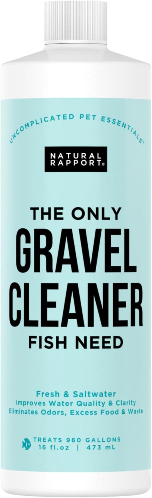Aquarium Gravel Cleaner - Liquid Gravel Cleaner for Fish Tanks - Naturally Reduces Fish Waste, Ammonia, Nitrite & Odors - Freshwater & Saltwater - No Vacuum Needed - Treats 960 Gallons (16 fl oz)