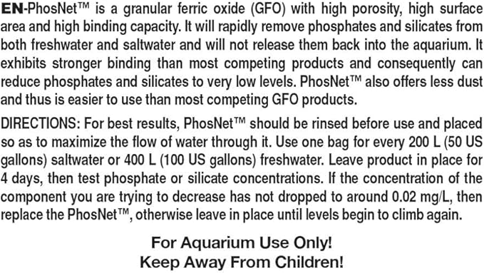 Seachem PhosNet Synthetic GFO - Phosphate & Silicate Remover for Fresh and Salt Water 50g