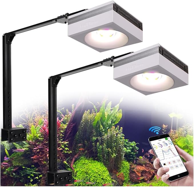 PopBloom RL90 Freshwater LED Aquarium Light, APP Control Planted Aquarium Light Full Spectrum for 30"-48" Freshwater Fishes Plants Tank, High Power & Programmable (2 Light with Arm kit)