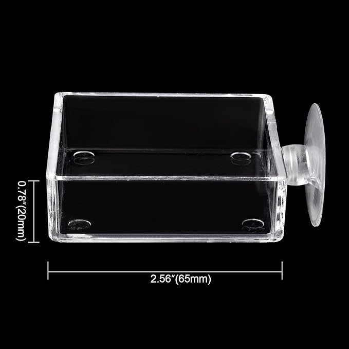 Shrimp Feeding Dish Square Fish Tank Feeding Bowl Clear Acrylic Aquarium Feeder Bowl with Suction Cup