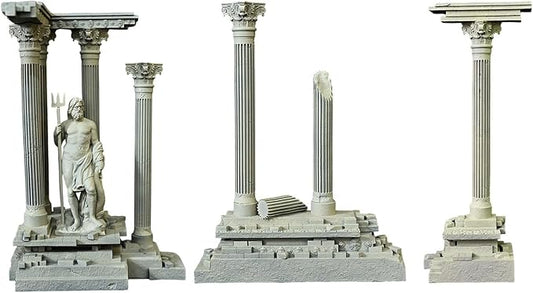 Baoblaze Roman Column Decoration Realistic Resin Aquarium Decor Fish Tank Accessories Landscape Decoration Roman Pillar Decor 18.5cm, Set D