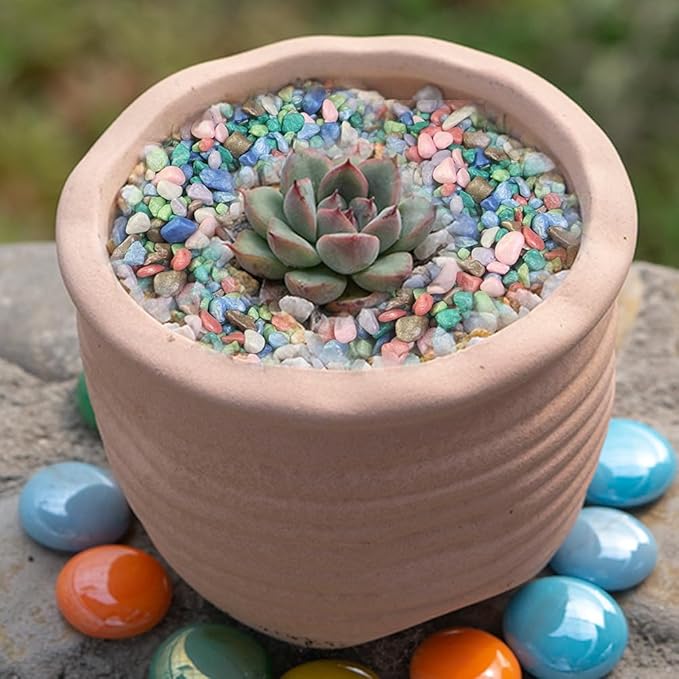 HappyFiller Colored Pea Gravel, Indoor Plants Succulent Cactus Topper Dressing Pebbles Fairy Garden Terrarium,Polished Mini Stones 3-5mm for Aquarium Fish Tank,Vase Filler,Resin Arts Crafts,0.88 LB