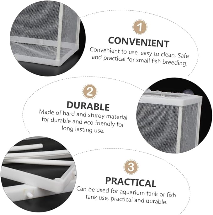 POPETPOP 2pcs Fish Breeding Isolation Box Fish Incubating Net Suction Cups Aquarium and Easy to Install Color