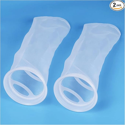 ZCONIEY Large Aquarium Filter Bags 7" Opening x 17" Long Nylon Filter Socks 75 Micron Felt Filtration 2Pack