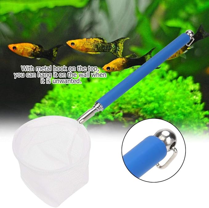 Fishing Net Expandable Fishing Net Mini Fishing Net Adjustable Fish Net Aquarium Accessories Shrimp for Small Fish Insect(Blue, Round net)
