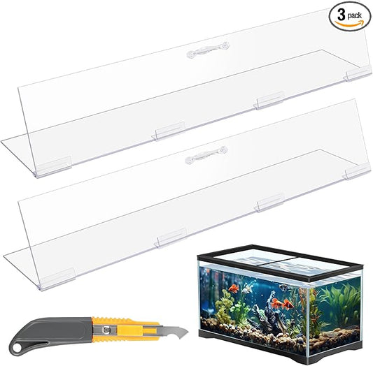 Sieral Aquarium Lids Polycarbonate Canopy 2 Pieces Set 22.95 x 11.5 x 0.12 inch for 33/40/55 Gallon with Center Brace Aquariums Cover Fish Tank Lid with a Hook Knife, Clear