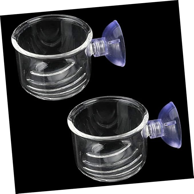 BESPORTBLE 2-piece Glass Feeding Cup for Fresh Saltwater Aquariums Fish Feeder Suction Cup Ideal for Brine Shrimp Eggs Aquarium Equipment Supplies Size s