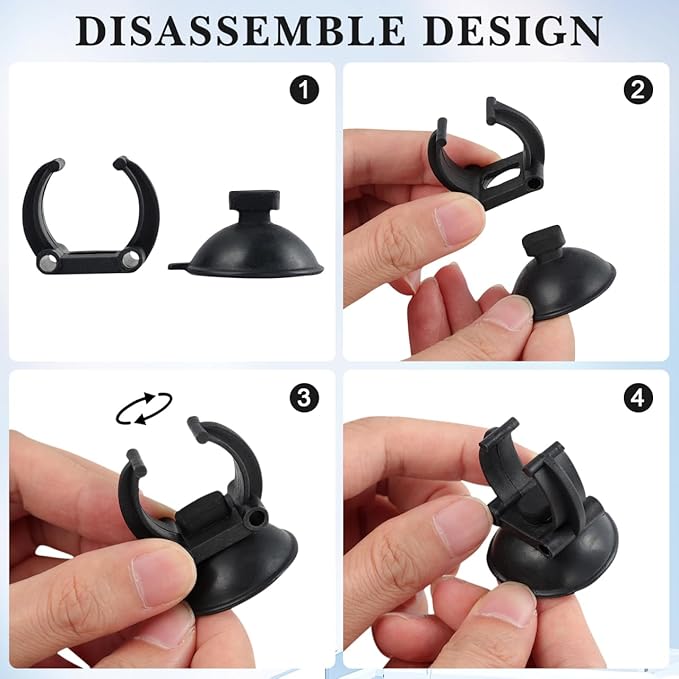 Homoyoyo 10 Pack Aquarium Heater Suction Cups 1.3" Suction Base with 0.95" Clips Heavy Duty Heating Rod Holder for 1" Standard Tubes PVC Pipes Rain Bars Black