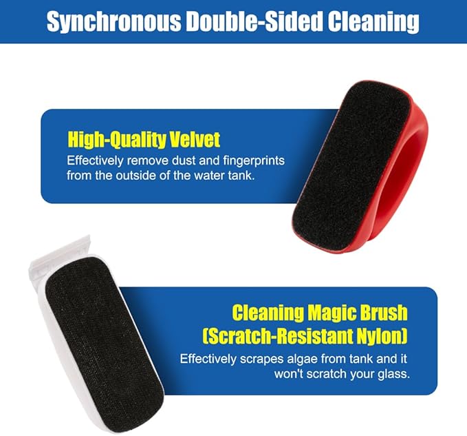 Small Aquarium Cleaning Tool Fish Tank Strong Magnetic Algae Scraper Glass Cleaner Floating Scrubber Brush with 2 Detachable Scrapers for Cleaning Debris and Algae (Size S)
