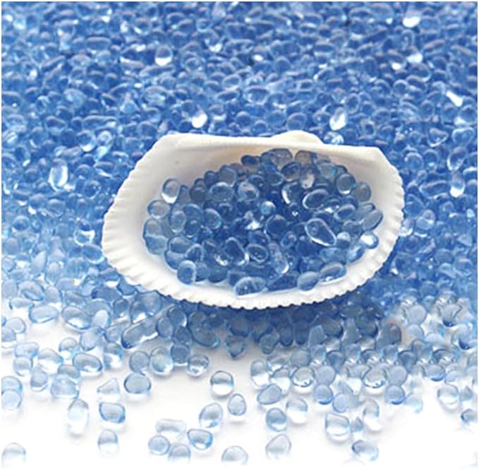 30g Crushed Stone Mini Crystal Chips Decorative Pebbles Gravel Irregular Gemstones Filling Gravel for Water Fountain Sand Landscape Fish Tank Garden (Lake Blue(2-4mm))