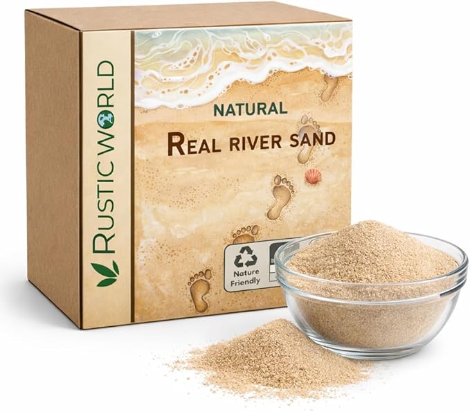 Natural Real River Sand – Fine Clean Natural Sand for Pooja, Aquariums, Terrariums, Crafts & Decoration – Pure Light Beige Sands Craft (805-5Kg River Sands)