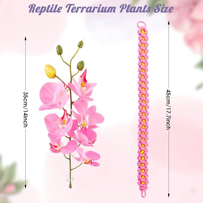 Amphibian Vines Plants,Amphibian Hanging Plants, Terrarium Plants Gecko Tank Accessories with Suction Cups Plants Terrarium Decor for Hermit Crab Lizards Geckos Snake