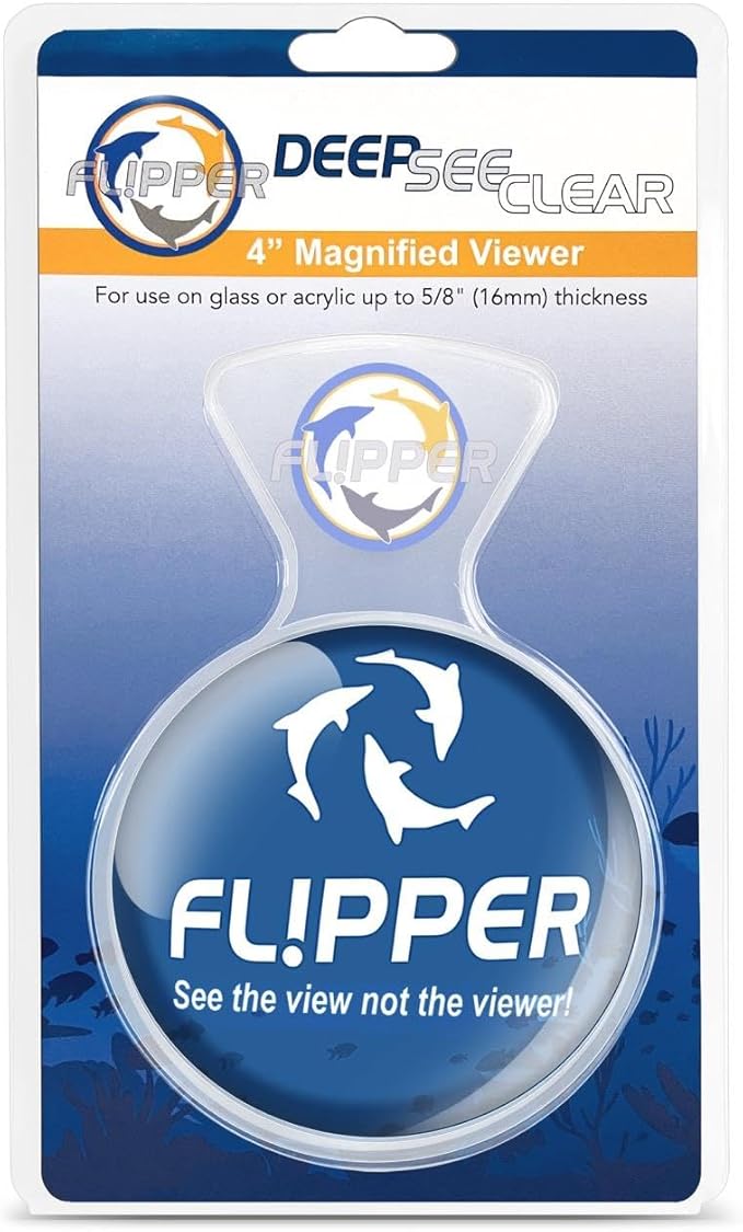 Flipper DeepSee 4" Magnetic Aquarium Viewer – Optical-Grade Magnifying Lens for Glass & Acrylic Tanks up to 5/8" Thick – Hands-Free Underwater Viewing for Fish, Corals & Aquarium Photography – Clear