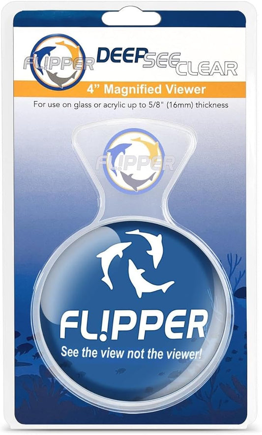 Flipper DeepSee 4" Magnetic Aquarium Viewer – Optical-Grade Magnifying Lens for Glass & Acrylic Tanks up to 5/8" Thick – Hands-Free Underwater Viewing for Fish, Corals & Aquarium Photography – Clear