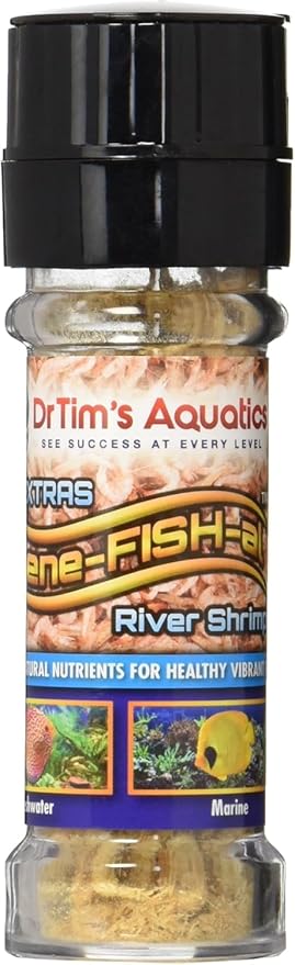 Dr. Tim’s Aquatics Bene-FISH-al River Shrimp Grinder Fish Food Enhancement – High Protein, Fiber – Enhances Fish Color – Adds Extra Flavor, All Natural – For Freshwater, Marine Aquaria – 0.28 Oz.