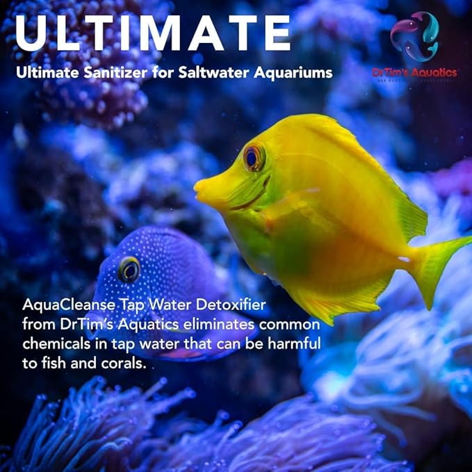 DrTim’s Aquatics AquaCleanse for Saltwater Aquariums – 32 oz – Tap Water Detoxifier, Dechlorinator & Ammonia Reducer for New and Cycled Fish Tanks