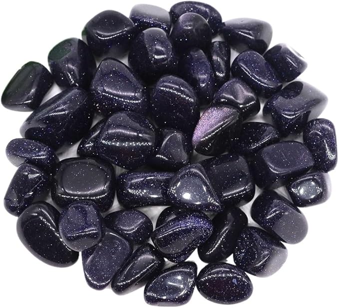 Natural Tumbled Stones Bulk Ore Gravel Specimen Healing Crystals Quartz Energy Minerals Tank Aquarium Home Decor Gem Decoration (Color : Blue Sand, Size : 500g)