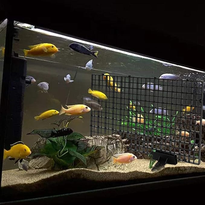 12Pcs Aquarium Grid Divider Isolation Board Fish Tank Divider Tray Aquarium Filter Separation Bottom Grid Tray Partition Net Pane for Aquatic Tank Accessory,Black