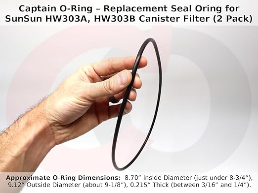 Captain O-Ring – Replacement Seal Oring for SunSun HW303A, HW303B Canister Filter (2 Pack)