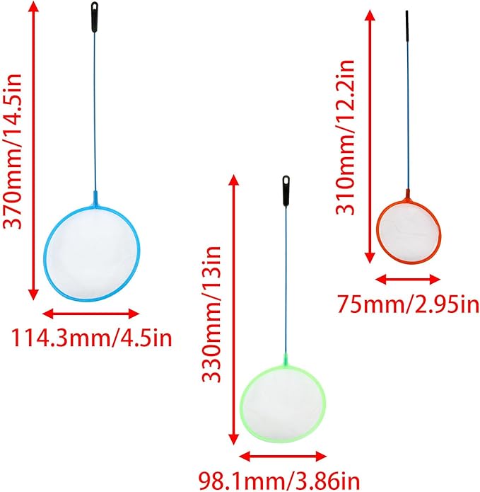 3-piece Sets Aquarium Fish Net Mini Baby Bumper Shrimp Net Small Fish Fine Net Suitable for All Fish (Random Color)