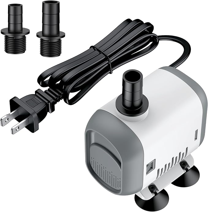 Pawfly Small Fountain Pump, 320 GPH Submersible Water Pump for Fountain, 18 W Mini Water Pump with 4.9 ft. High Lift, Quiet Water Fountain Pump for Aquarium Fish Tank & Waterfall