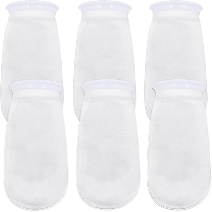 6Pcs 4 Inch Ring by 10 Inch Long Filter Socks 200 Micron, Aquarium Felt Socks, Aquarium Filter Bags for Freshwater Saltwater Aquariums Fish Tank, Sump Filter Socks, Use in Ponds Overflows