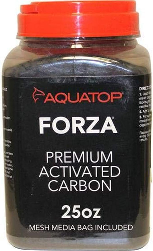 Aquatop Forza Premium Activated Carbon with Reusable Mesh Media Bag, 25 oz. – Safe for Saltwater & Freshwater Filters, Pelletized Aquarium Carbon, Keeps Water Crystal Clear, PSAC-720G