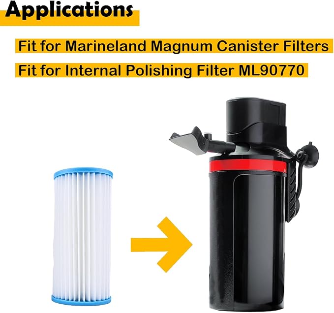 PA0140 Micron Filter Cartridge Replacement Compatible with Marineland Magnum Canister Filters & ML90770, Aquarium Water Polishing Filter