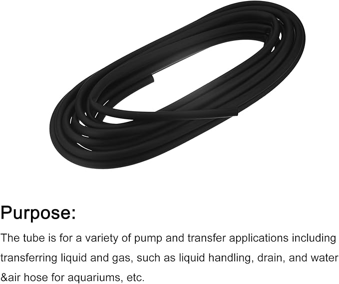 uxcell Aquarium Airline Tubing Hose 5/32" ID 15/64" OD 1Pcs 13.12 Ft Silicone Flexible Airline Tubing for Fish Tank, Terrariums, and Hydroponics, Black