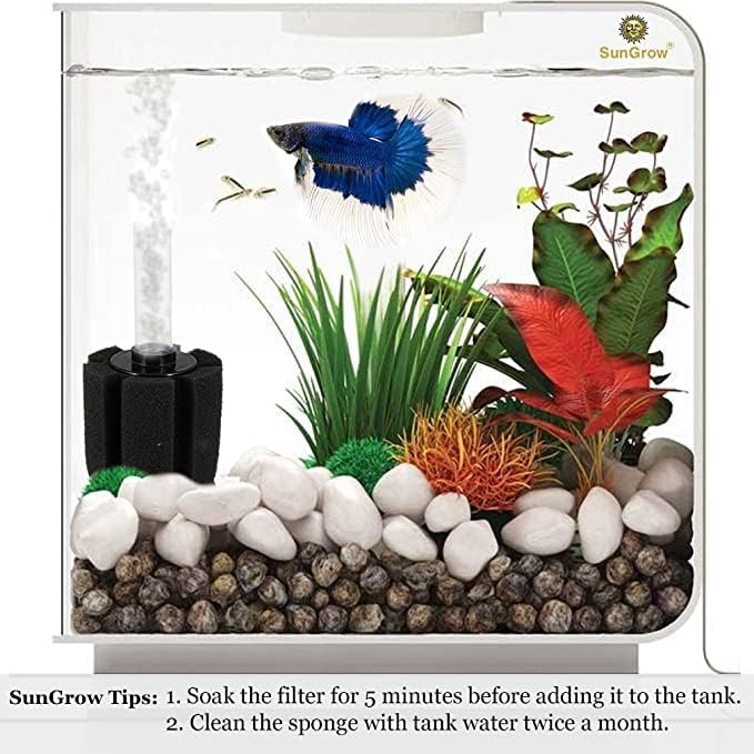 SunGrow 10-Gallon Betta Sponge Filter, Underwater Center Aquarium Filter, Attach it to Air Pump (Not Included) to Run, Works for Tropical Fish & Breeder Aquarium, Perfect for Fry & Small Fish, 2 Pcs