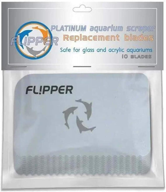 Flipper Platinum Aquarium Scraper Replacement Blades for Fish Tank Cleaning Kits– Replacement Blades for Glass Tanks & Acrylic Tanks – Aquarium Cleaner Blades with Serrated Edge, 10 Pack