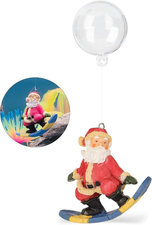 Uniclife Floating Santa Claus Fish Tank Decoration, Resin Christmas Aquarium Ornament with Hollow Ball for Holiday Aquarium Décor